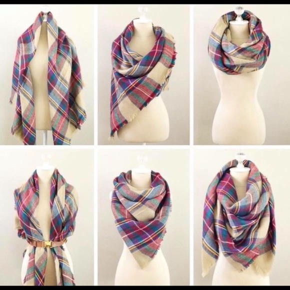 Light Pink, Gray and White Blanket Scarf - Picture 2 of 2